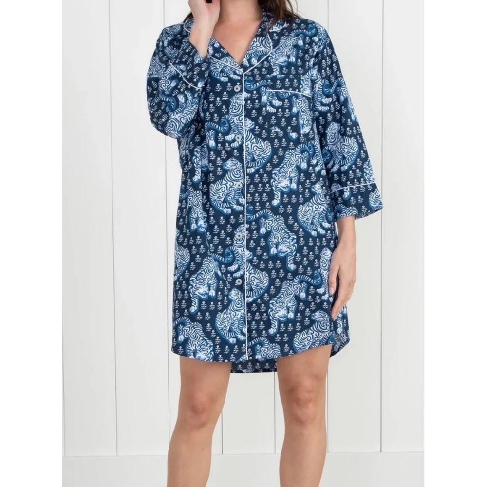 Printfresh Bagheera Tiger Print Organic Cotton Sleep Shirt Nightgown XL